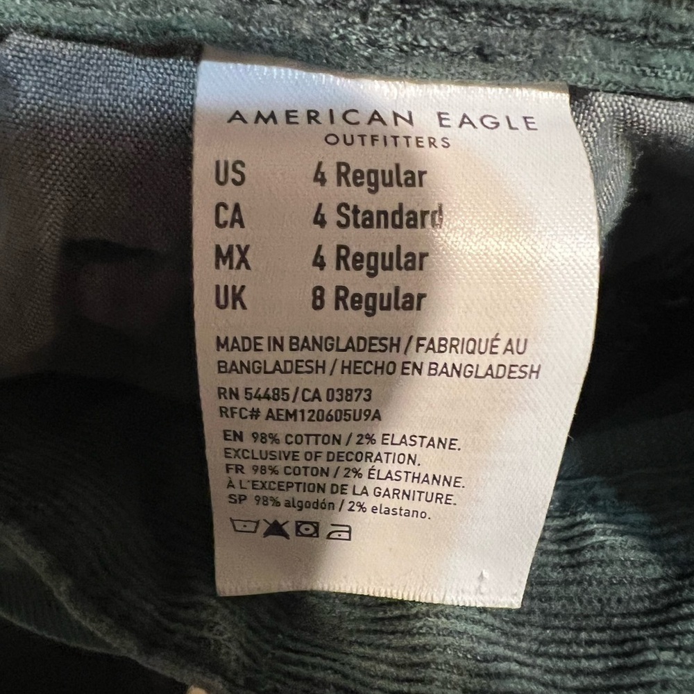 American Eagle Green Corduroy Mom Jeans Size 4 - Picture 5 of 6